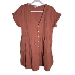 Madewell Tiered Gauze Mini Dress Rust | Size M